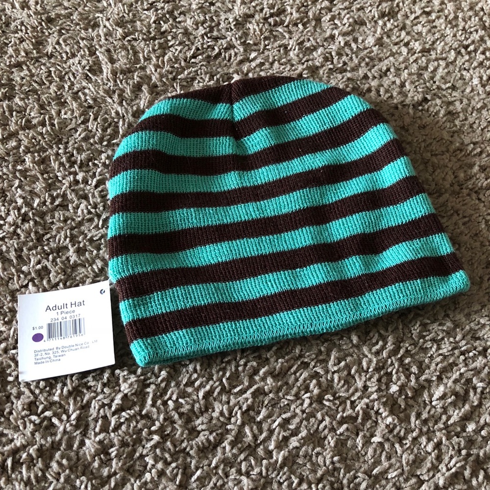 Basic brown and green beanie
